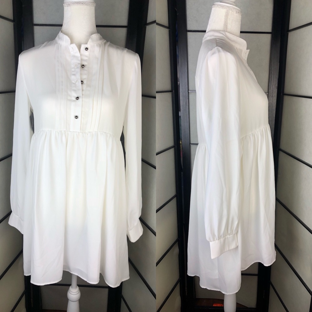 NWT Nasty Gal White Cream Baby Doll Top Medium